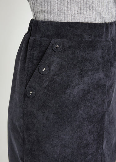 Jupe droite courte velours milleraies Noir