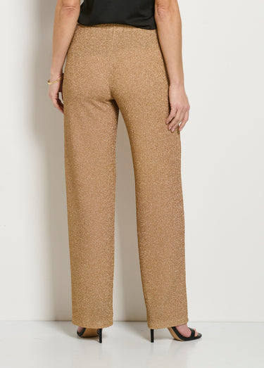 Pantalon large brillant doré ceinture élastiquée Dore