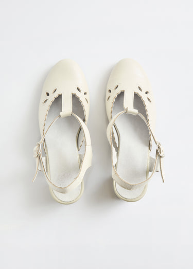 Sandales salomé cuir talon haut largeur confort Ivoire
