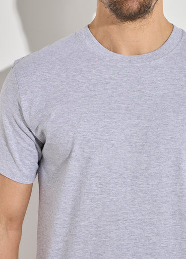 T-shirt pur coton avec col rond, Essentiel Gris