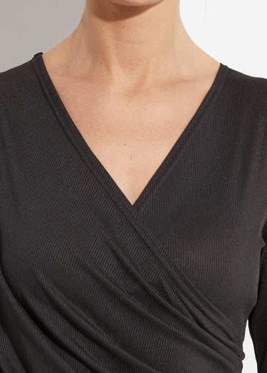 Robe cache coeur jersey cotelé Essentiel Noir