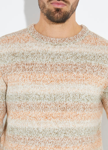 Pull rayures fantaisie avec col rond Beige