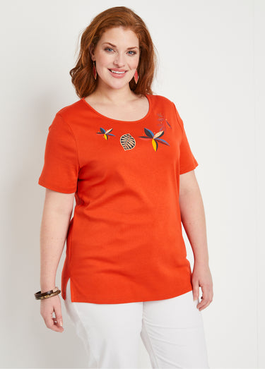 T-shirt droit long manches courtes Orange