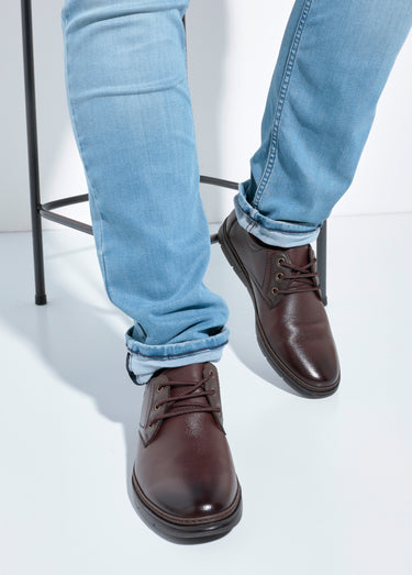 Derbys à lacets casual chic simili cuir Marron