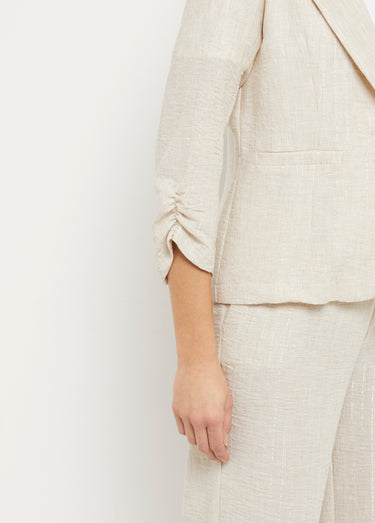 Veste tailleur rayée, aspect irrégulier Beige