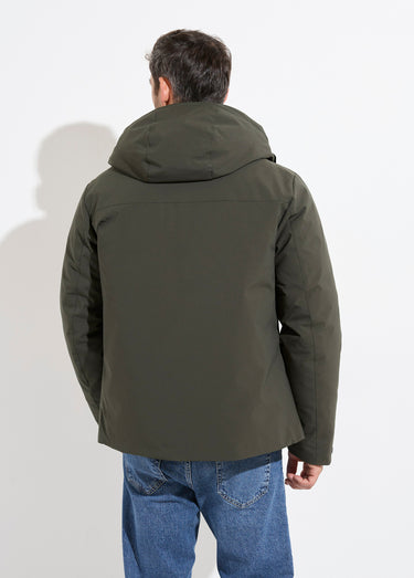 Parka chaude zippée déperlante à capuche Vert Fonce