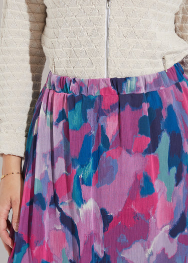 Jupe longue voile imprimé taille élastiqué Multicolore