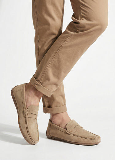 Mocassins suédine, semelle antidérapante Beige