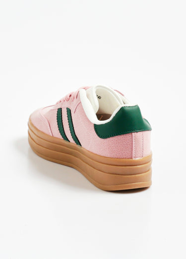Baskets style rétro bicolore en suédine Rose