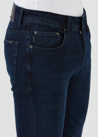 Jean 5 poches en denim, coupe fittée Bleu Marine