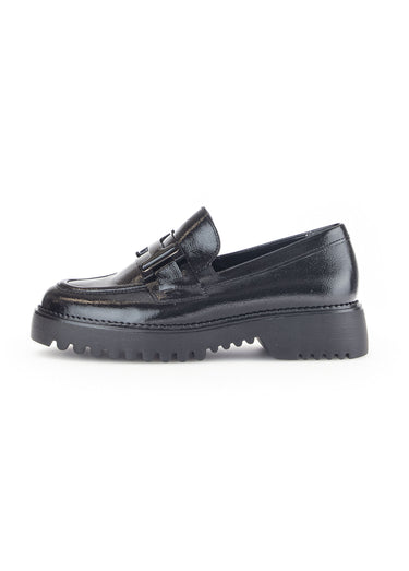 Mocassins cuir semelle crantée Vernis Noir