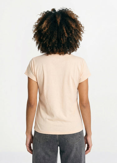 T-shirt brodé ajouré manches courtes Beige