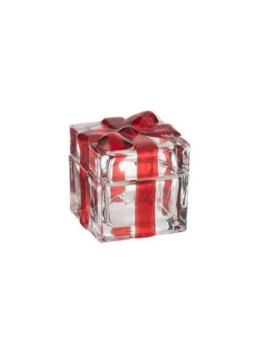 Boite deco en verre cadeau avec noeud Blanc