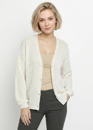 Gilet court boutonné col V manches longues Beige Dore