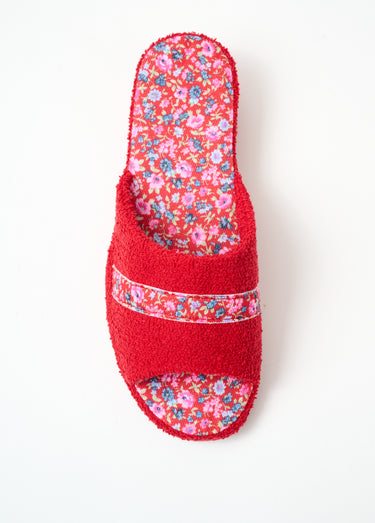 Chaussons mules toile largeur confort Rouge