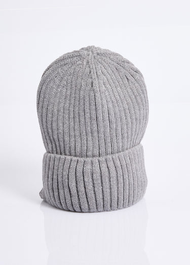 Bonnet en maille cotelée, à revers Gris