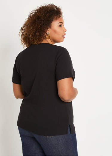 T-shirt droit long manches courtes Noir