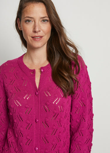 Gilet cardigan boutonné court maille boules Cassis
