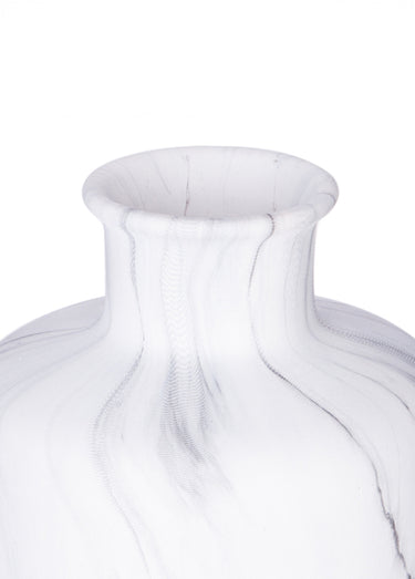 Vase col étroit en dolomite effet marbre Blanc