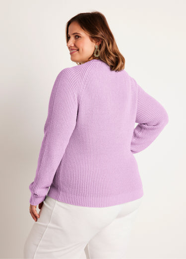 Pull maille brillante col rond Lilas
