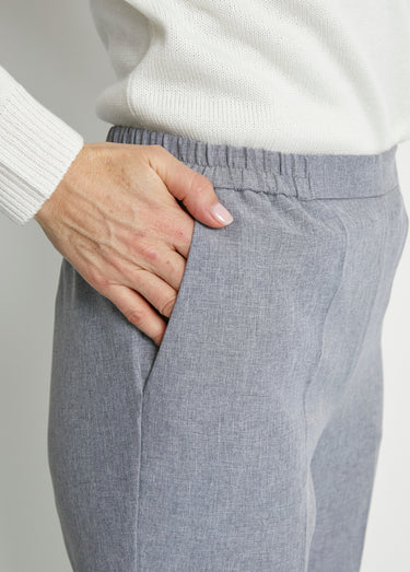 Pantalon droit ceinture semi-élastiquée Argent
