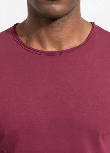 T-shirt col rond détails aspect brut Bordeaux