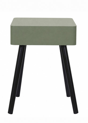 Chevet 1 tiroir, pieds compas en bois Vert Kaki