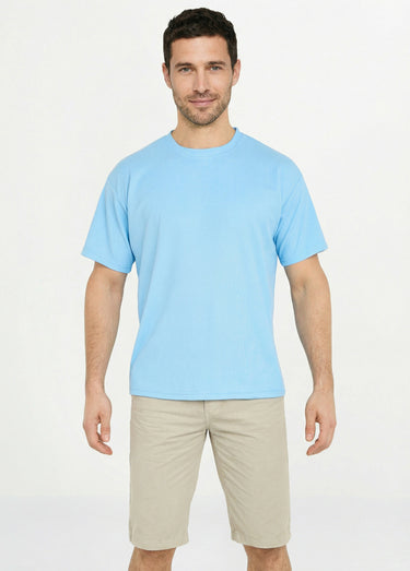 T-shirt maille texturée manches courtes Bleu Ciel