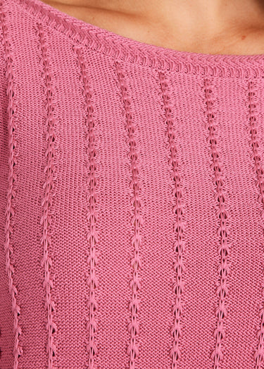 Pull col bateau manches 3/4 Rose