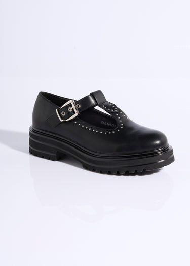 Babies compensées avec rivets style rock Noir
