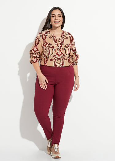 Pantalon extensible taille élastiquée Bordeaux