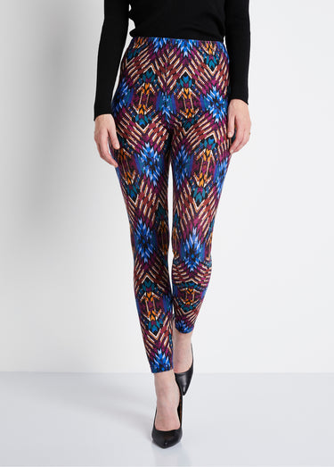 Legging long uni ou imprimé Bleu/Cassis