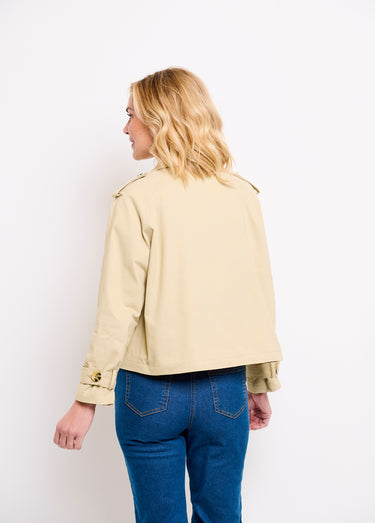 Trench court double boutonnage coton doublé Beige