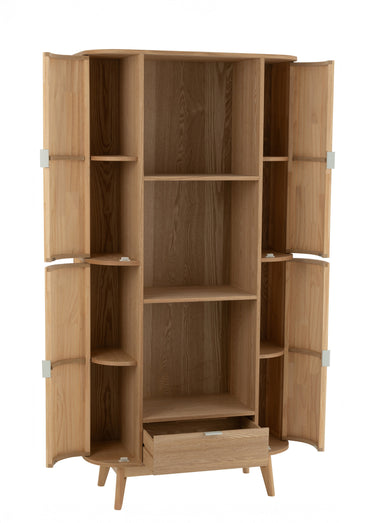 Etagère haute pin, avec portes arrondies Naturel
