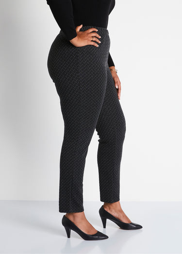 Legging droit ceinture élastiquée avec laine Noir/Anthracite