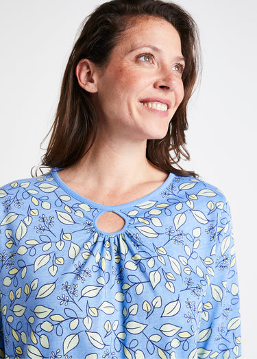 Chemise de nuit imprimé végétal Bleu