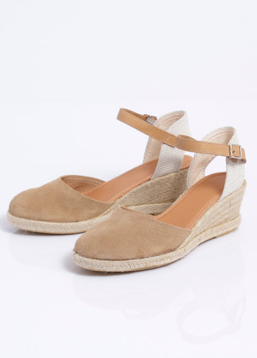 Espadrilles compensées cuir semelles corde Beige