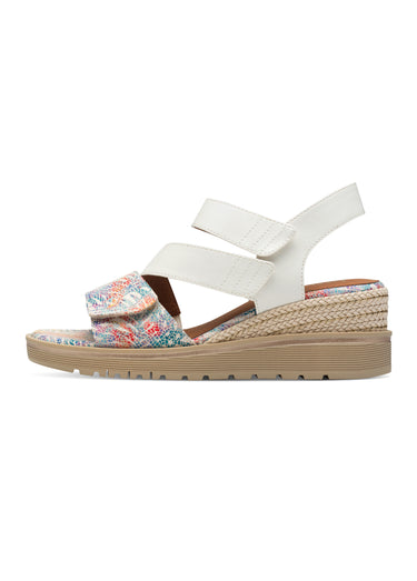Sandales compensées brides scratchées Blanc
