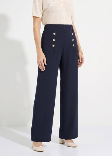 Pantalon effet pont taille élastiquée Marine