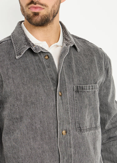 Veste en toile denim épaisse, délavée Gris