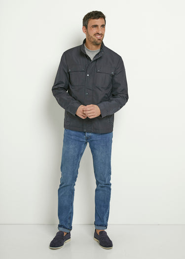 Veste col montant poches plaquées Marine