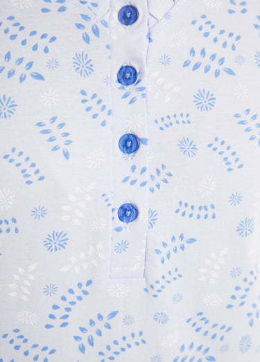 Pyjama imprimé boutonné coton manches longues Imprime/Bleu