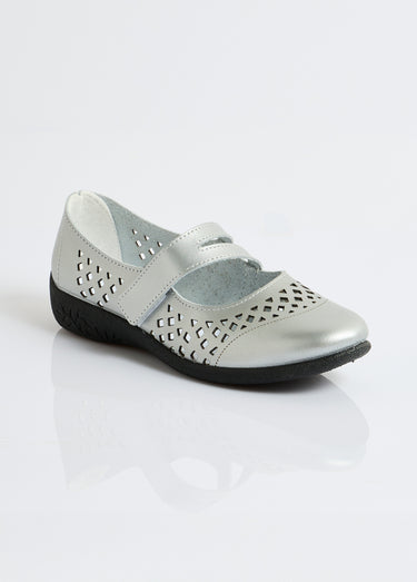 Ballerines babies cuir largeur confort Argent Irise