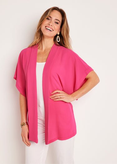 Veste longue légère fluide Fuchsia
