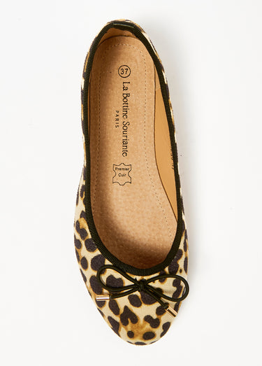 Ballerines talon plat et petit noeud Leopard