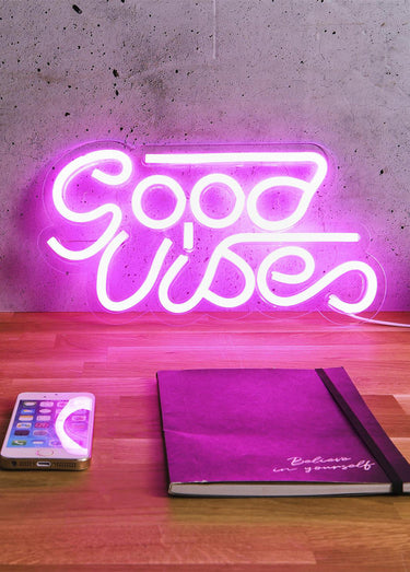 Lampe LED effet néon, Good Vibes Rose