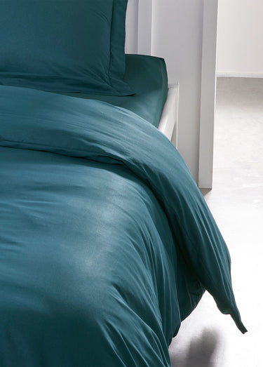 Housse de couette coton uni Paon