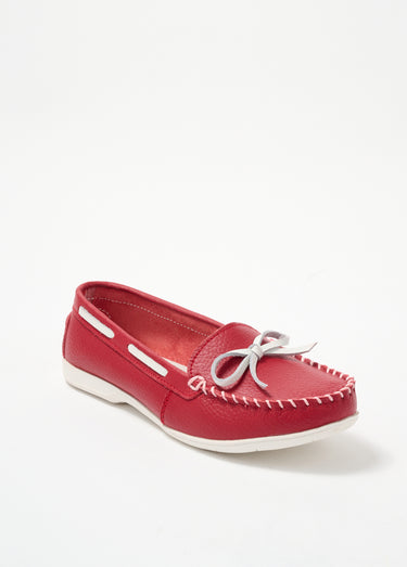 Mocassin bicolore en cuir esprit bateau Rouge