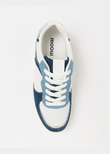 Baskets denim et matière perforée Bleu
