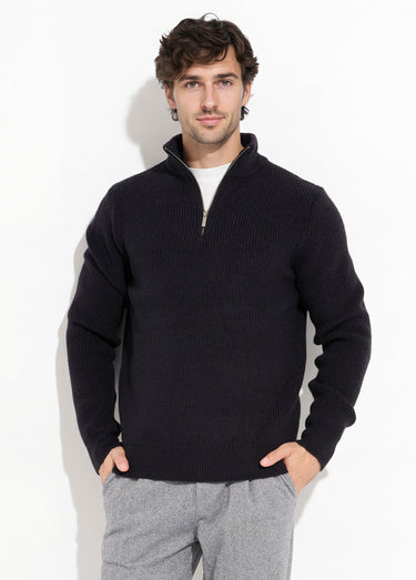 Pull épais avec col zippé camionneur Noir